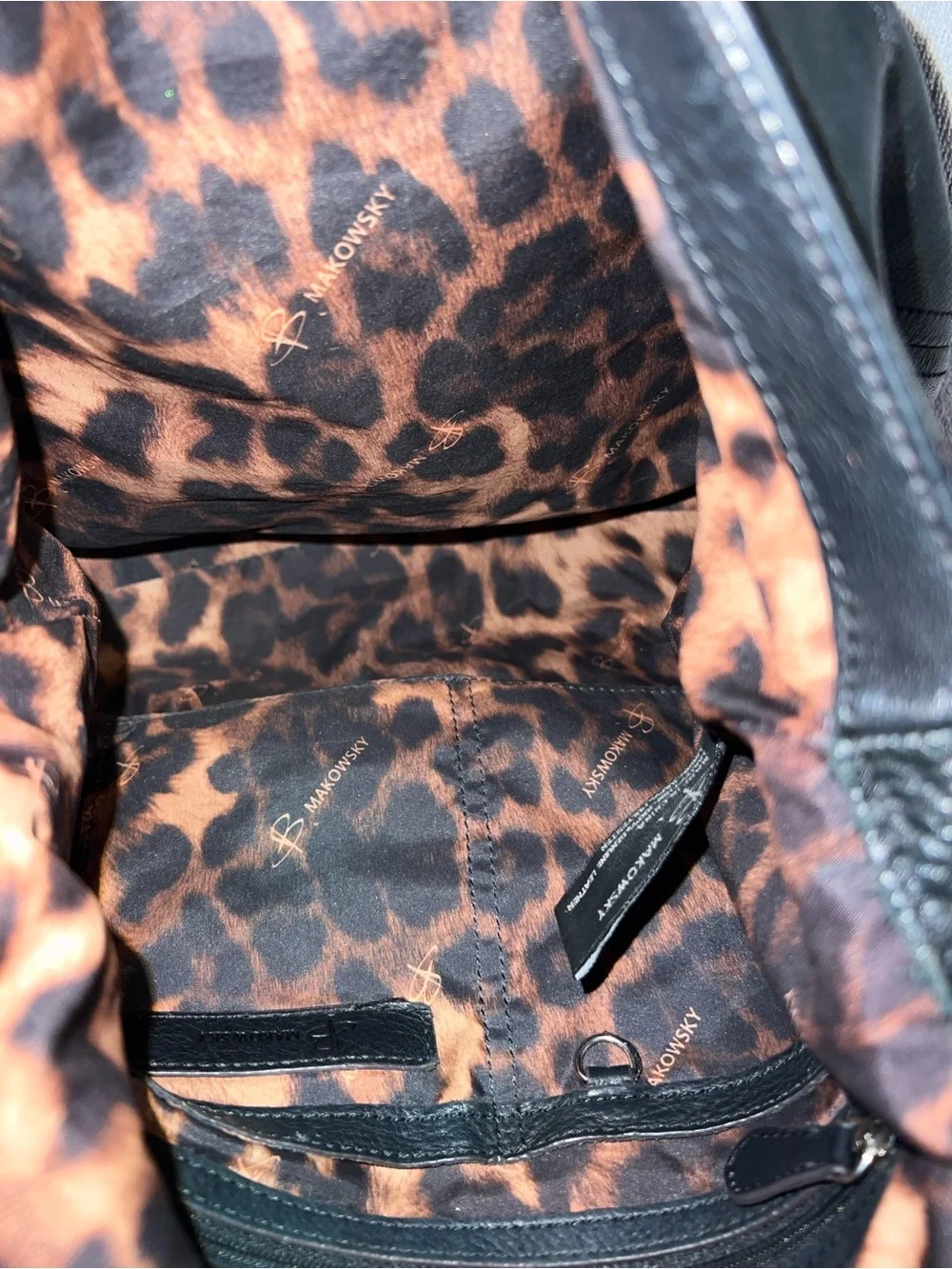 b. makowsky Black Leather Messenger Bag